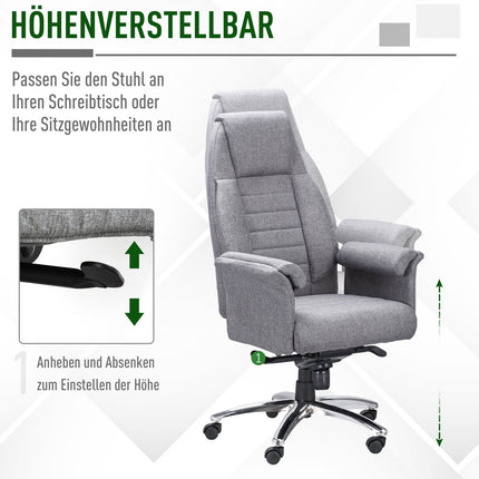 Scaun de birou Scaun pivotant ergonomic, cotiera si inaltime reglabila, lenjerie artificiala, gri deschis, 68X72X120-126Cm