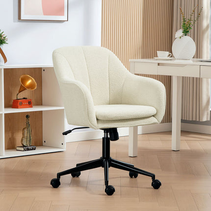 Scaun de birou, material textil cu aspect de catifea, spătar curbat, bej