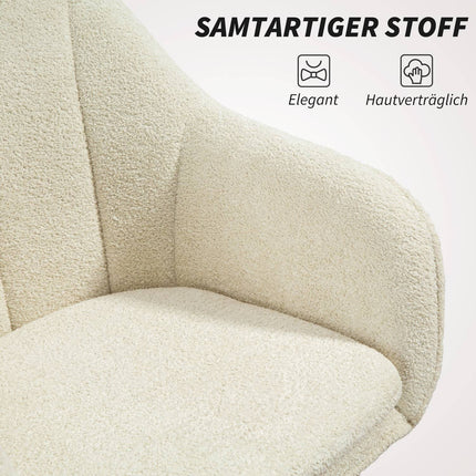 Scaun de birou, material textil cu aspect de catifea, spătar curbat, bej