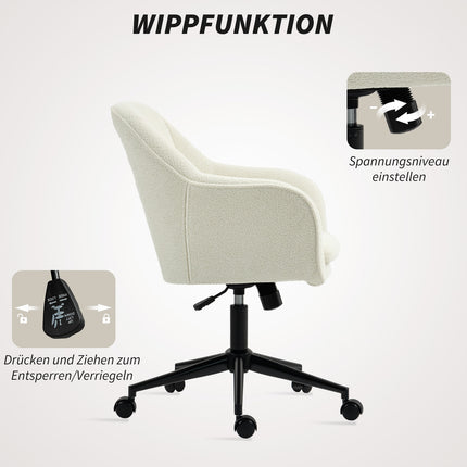 Scaun de birou, material textil cu aspect de catifea, spătar curbat, bej