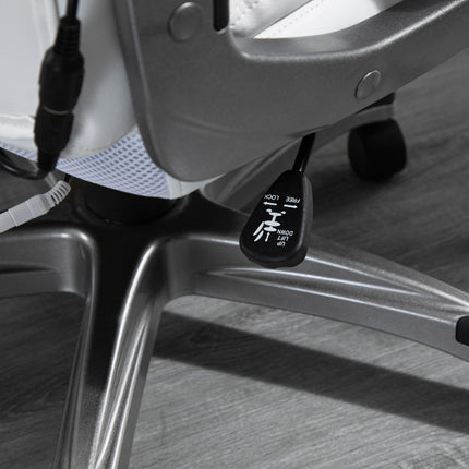 Ergonomic swivel office chair, massage, synthetic leather, white