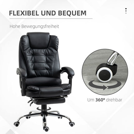 Scaun de birou cu suport pentru picioare, spatar reglabil, negru
