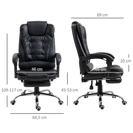 Scaun de birou cu suport pentru picioare, spatar reglabil, negru