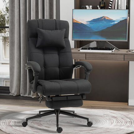 Scaun de birou cu suport pentru picioare, scaun pivotant ergonomic, negru