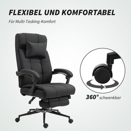 Scaun de birou cu suport pentru picioare, scaun pivotant ergonomic, negru