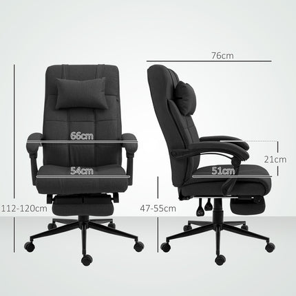 Scaun de birou cu suport pentru picioare, scaun pivotant ergonomic, negru