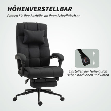 Scaun de birou cu suport pentru picioare, scaun pivotant ergonomic, negru