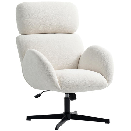 Scaun de birou cu aspect de catifea, reglabil, alb crem