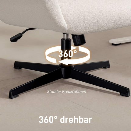 Scaun de birou cu aspect de catifea, reglabil, alb crem