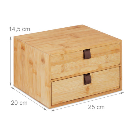 Organizator birou, bambus, 2 sertare