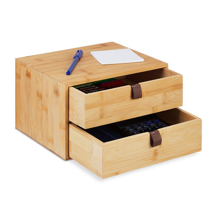 Organizator birou, bambus, 2 sertare