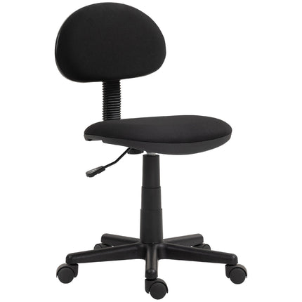 Scaun de birou, design fara brate, spatar jos, rulabil, pivotant, negru