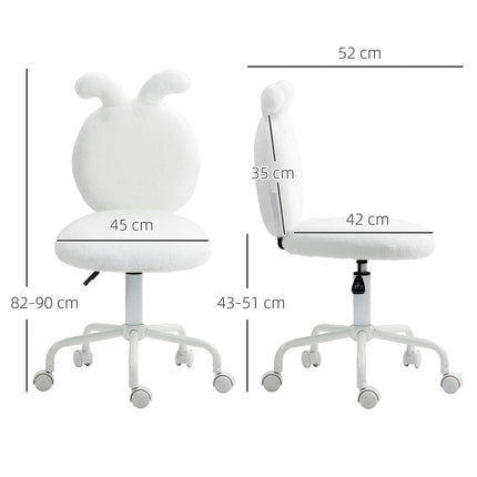 White Velvet Rabbit Ear Swivel Chair - Adjustable in height