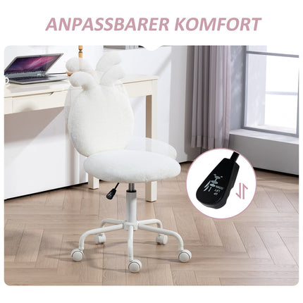 White Velvet Rabbit Ear Swivel Chair - Adjustable in height