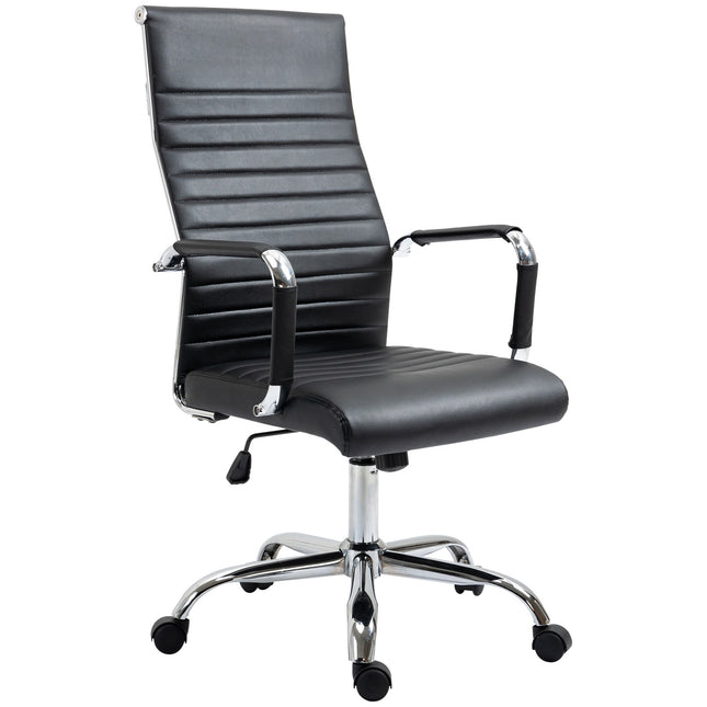 Ergonomic office chair, adjustable artificial leather, black