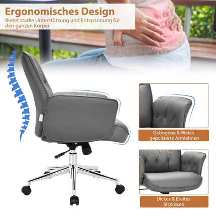 Office chair faux leather ergonomic desk chair height-adjustable swivel chair gray
