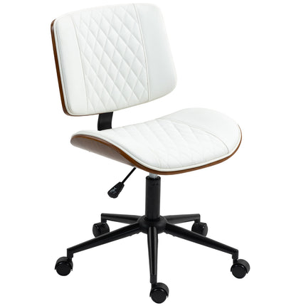 Scaun de birou scaun de birou reglabil pe inaltime cu roti, matlasare cu diamante, scaun pivotant cu functie basculanta, imitatie din piele, alb |
