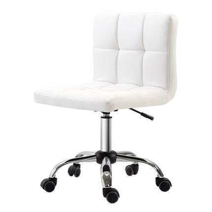 Scaun de birou, scaun pivotant, imitatie de piele, cadru de otel, 5 roti, tapitat, alb
