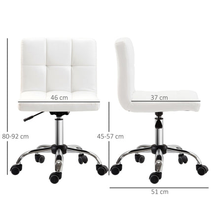 Scaun de birou, scaun pivotant, imitatie de piele, cadru de otel, 5 roti, tapitat, alb