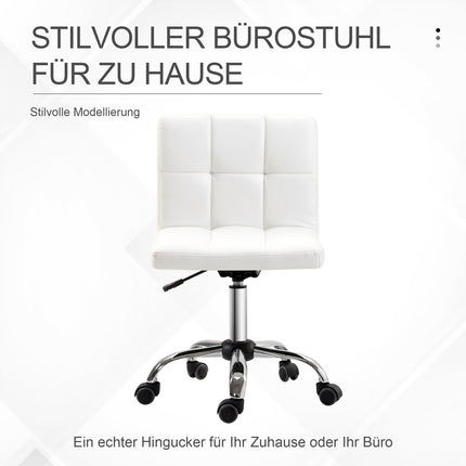 Scaun de birou, scaun pivotant, imitatie de piele, cadru de otel, 5 roti, tapitat, alb
