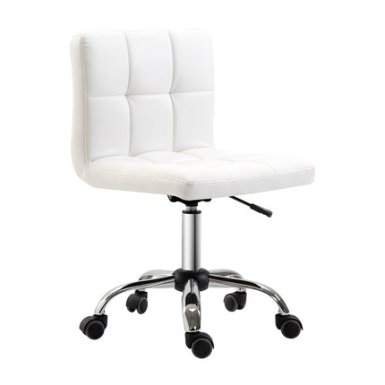Scaun de birou, scaun pivotant, imitatie de piele, cadru de otel, 5 roti, tapitat, alb