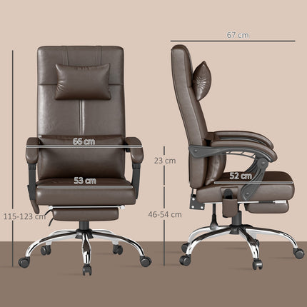Scaun de birou cu funcție de masaj, scaun de birou ergonomic cu funcție de înclinare, tetiera, reglabil pe înălțime, maro