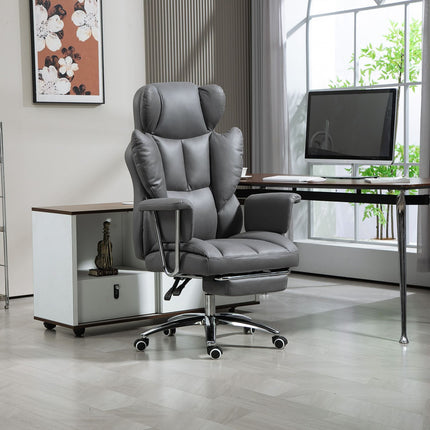 Ergonomic reclining office chair with footrest, dark grey