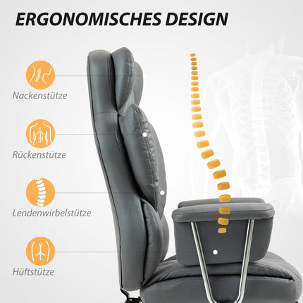 Ergonomic reclining office chair with footrest, dark grey