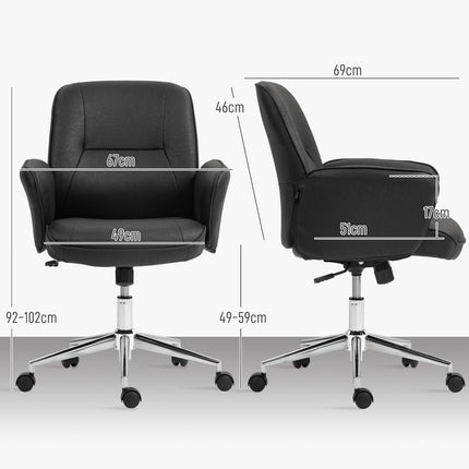 Ergonomic swivel office chair, adjustable height, black microfiber