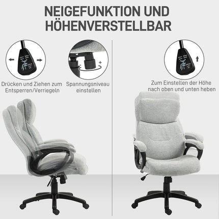 Ergonomic Rocker Office chair, height adjustable, light grey