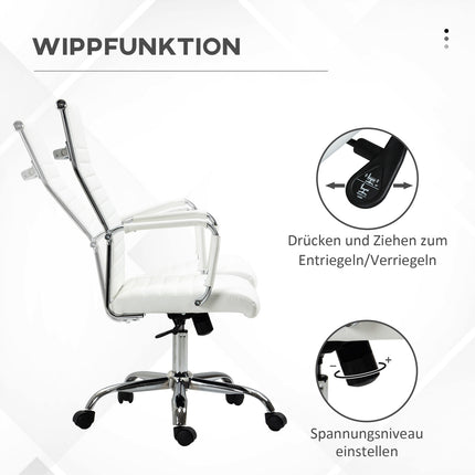 Ergonomic white office chair, 360° rotatable, 120 kg capacity