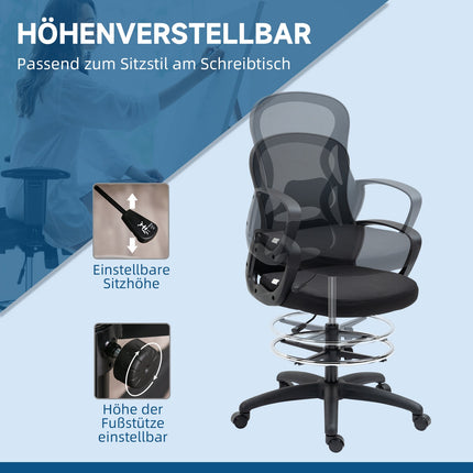 Ergonomic adjustable office chair - black, supports 120 kg