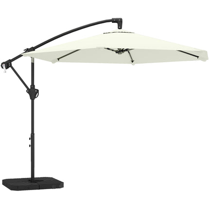 Umbrelă de terasă cu structură laterală, 3 m, crem, cadru metalic, UPF 30+