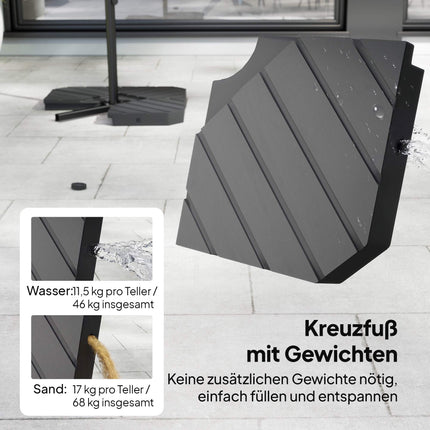 Umbrelă de terasă cu structură laterală, 3 m, crem, cadru metalic, UPF 30+