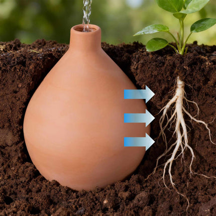 Ghiveci de irigații Olla, 3L, argilă poroasă, economisire apă