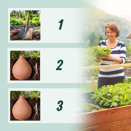 Ghiveci de irigații Olla, 3L, argilă poroasă, economisire apă