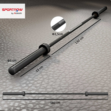 Olympic Barbell, 180 cm Steel, 200 kg Capacity, Black