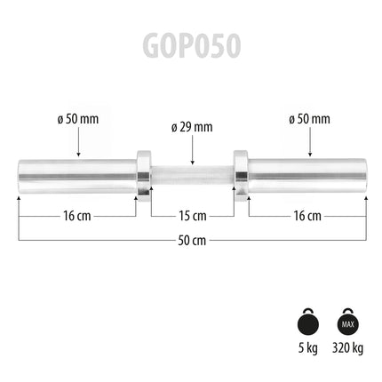 Olimpic Barbell 50cm, 50mm Diametru