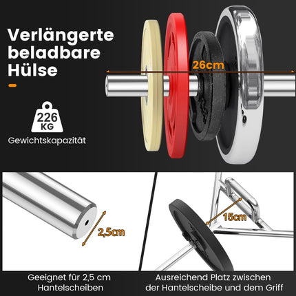 Bară hexagonală olimpică, capacitate 226 kg, mânere pliabile