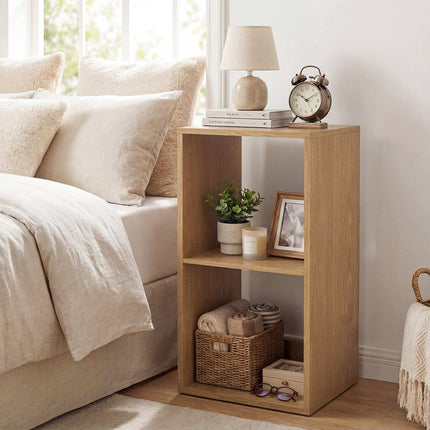 Open Back 2-Tier Bookshelf with Anti-Toppling Kit, Natural, 35 x 33 x 69 cm