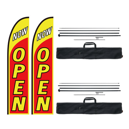 Open Feather Flag Kit, 2-Pack, 16.3 Ft Poles Stakes