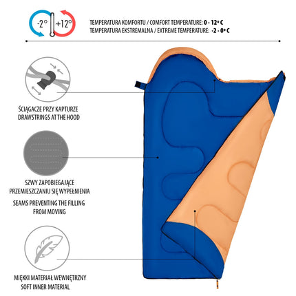 Sac de dormit Orange Junior, ușor, compact