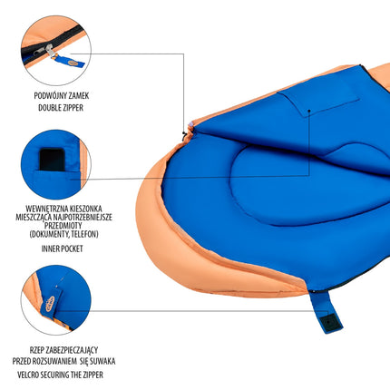 Sac de dormit Orange Junior, ușor, compact