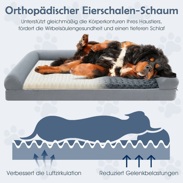 Pat ortopedic pentru câini XXL, gri, suport pentru articulații, antiderapant