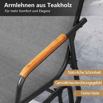Bancă glisor pentru exterior pentru 3 persoane cu șezut din material textil respirabil