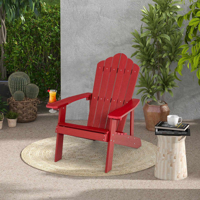 Scaun Adirondack de exterior, HIPS, suport pentru pahare, roșu