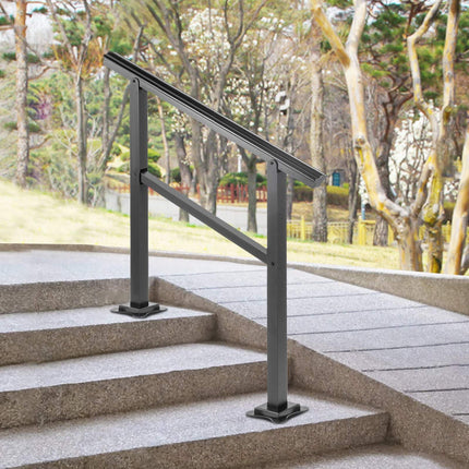 Outdoor Aluminum Stair Handrail, Adjustable 2–3 Steps