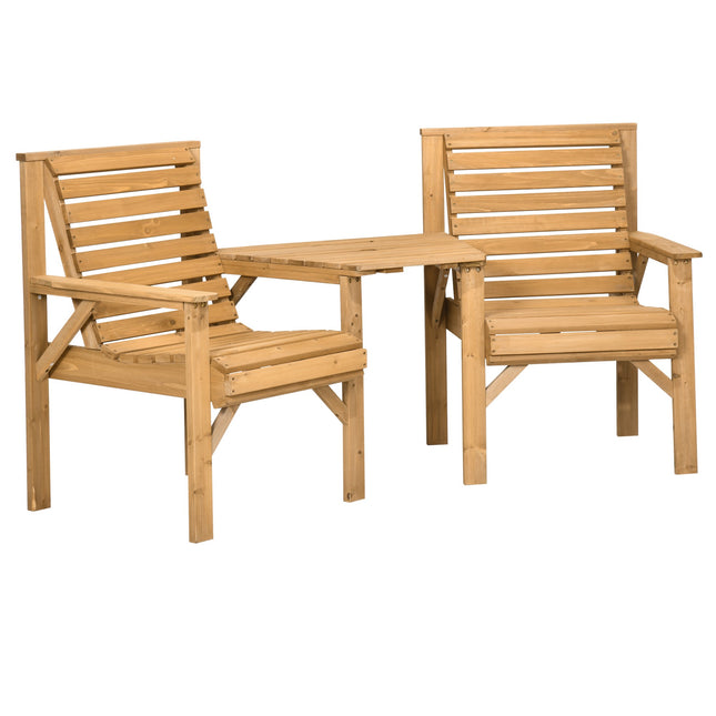 Set de mobilier pentru balcon de exterior – 2 locuri cu masă, lemn de pin