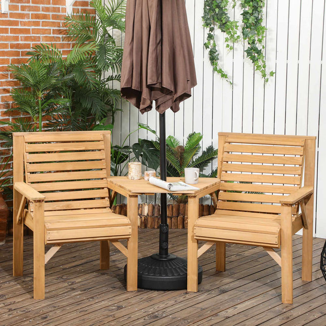 Set de mobilier pentru balcon de exterior – 2 locuri cu masă, lemn de pin