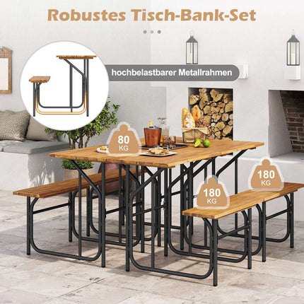 Set de masă pentru balcon exterior cu lemn de salcâm și metal
